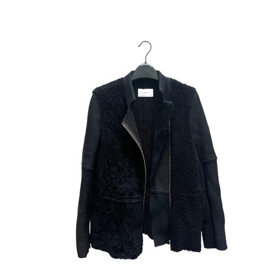 Sandro Sample Black Shearling (Leather) Jacket Si… - image 3