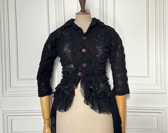 Chaqueta de encaje bidireccional negra Comme des Garçons otoño/invierno 2005 Talla M Talla S