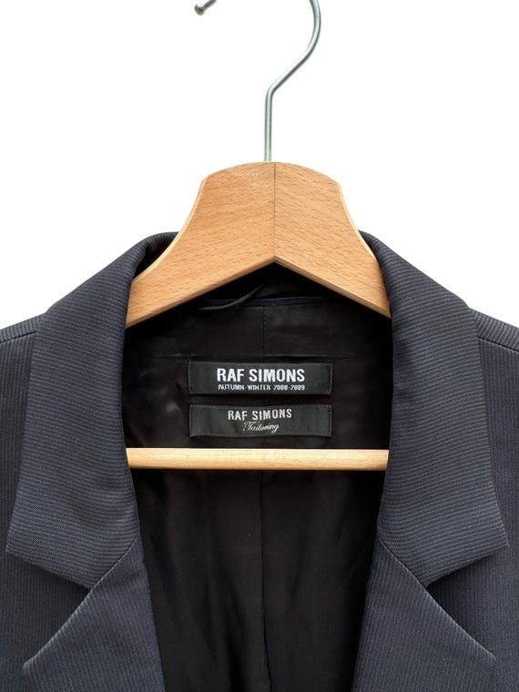 Raf Simons FW 2009 Dark Navy Thin Pinstriped Blazer Jacket Size 50