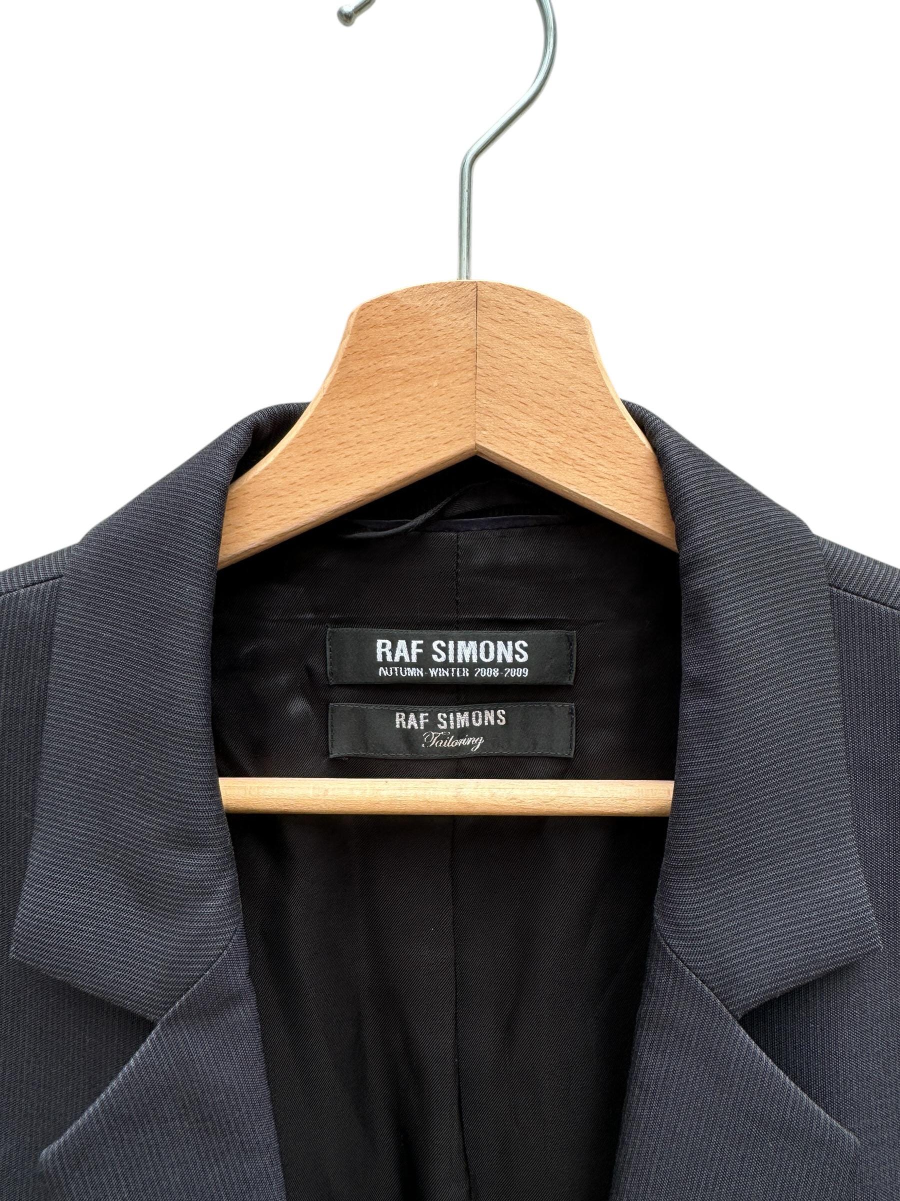 Raf Simons FW 2009 Dark Navy Thin Pinstriped Blazer Jacket Size 50