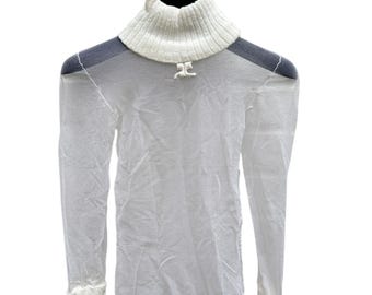 Courrèges Vintage 1970s White Nylon + wool Rib Rollneck Size 0 XS