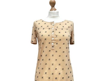 Courreges 1970s Beige Courreges logo t-shirt Size S