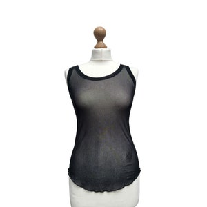 Jean Paul Gaultier Vintage Black Nylon Tank Top Size L fits Xs to L