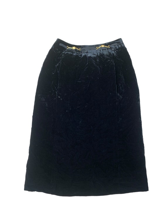 Celine Vintage Black Velvet Corduroy Skirt