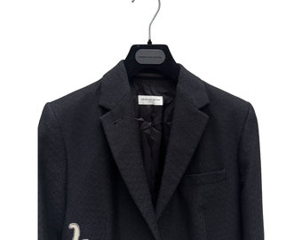 DRIES VAN NOTEN コート(その他) 黒 2007725Y0086 Dries Van Noten SS 2010 Black Wool Cotton Jewelry Coat Size