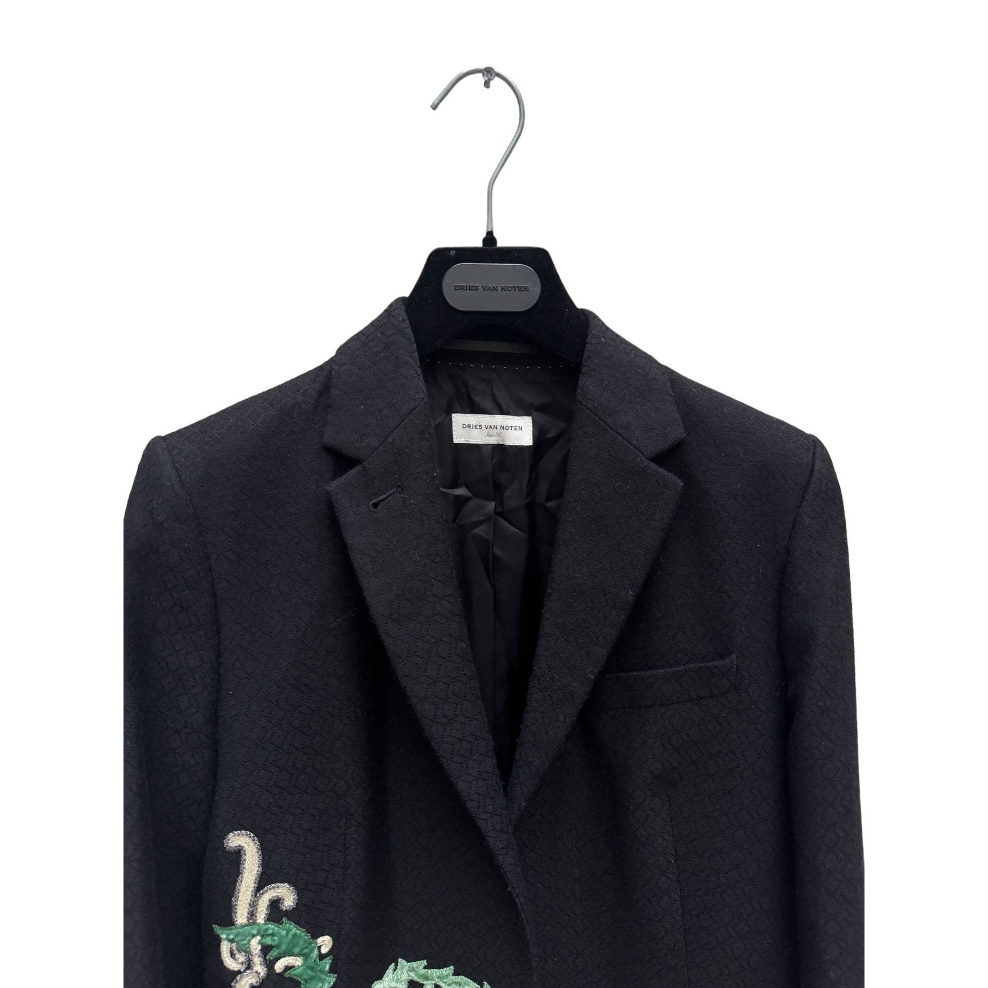 Dries Van Noten SS 2010 Black Wool Cotton Jewelry Coat Size Dries Van Noten SS 2010 Black Wool Cotton Jewelry Coat Size