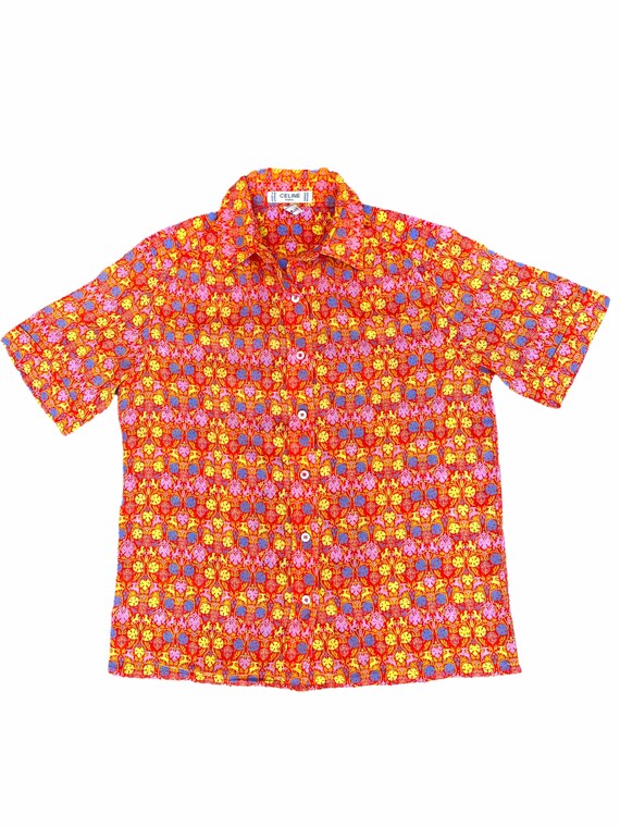 Celine 1970s Orange Short Sleeves 