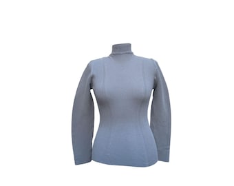 Thierry Mugler Vintage grijze wollen coltrui maat L past XS t/m S