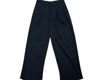 Saint Laurent Paris SS 2017 Pantalón ancho de lana negro de cintura alta Talla 34 US 25