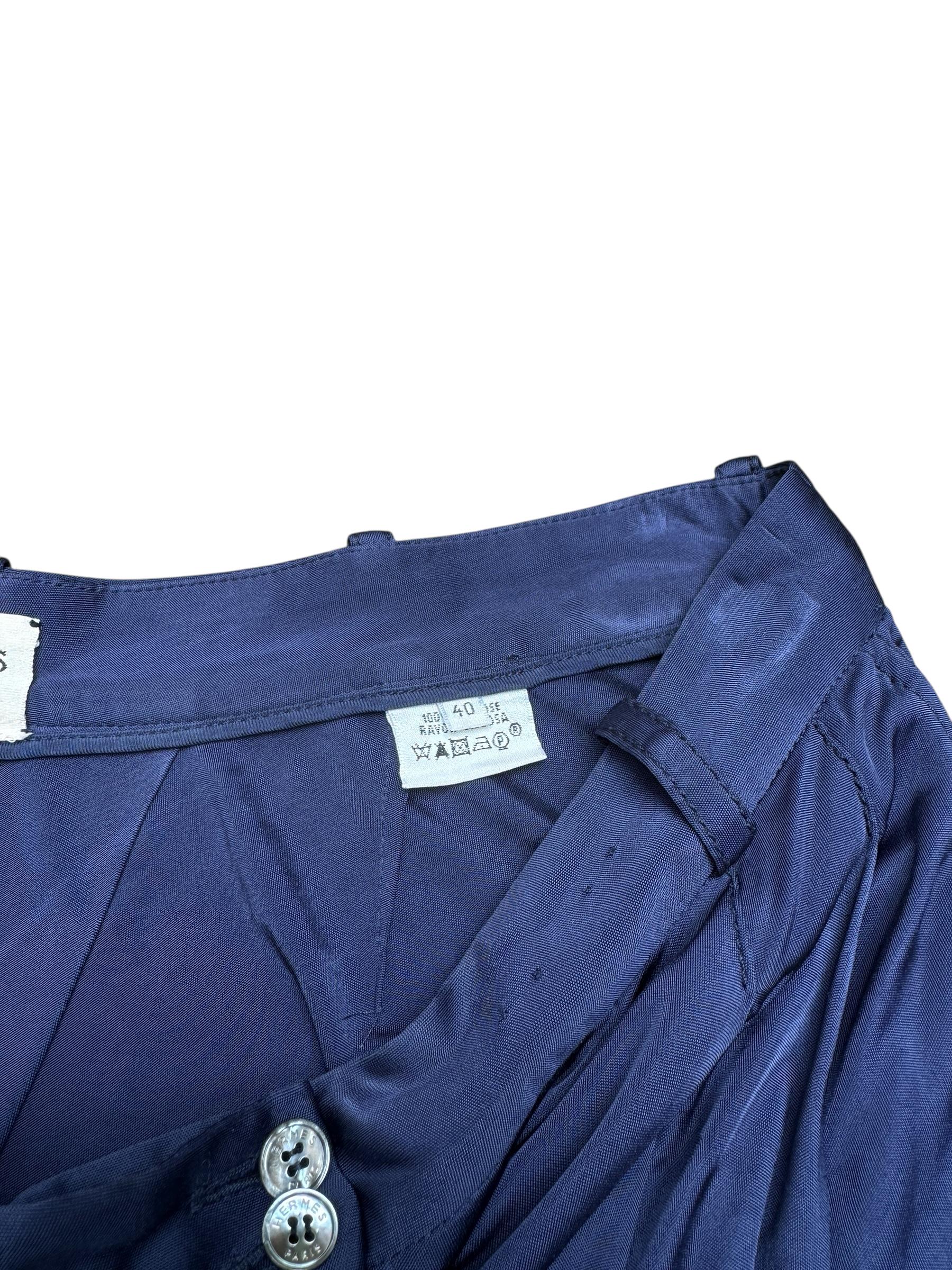 パンツ HERMES by GAULTIER wide wool slacks navy Hermes by Jean Paul Gaultier Navy 3/4 Length Pants - Etsy