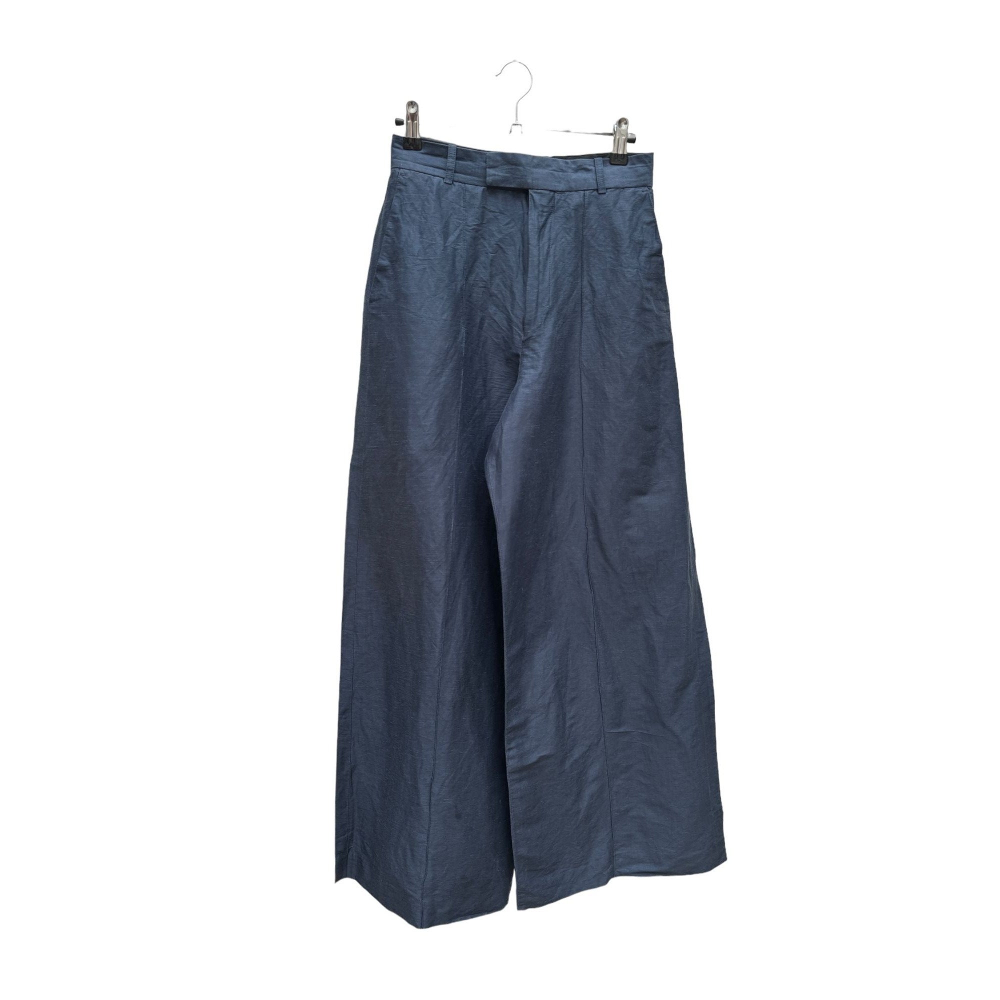 Celine by Phoebe Philo Navy Wide Linen Pants Size 34 US 24-25