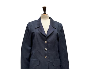 Yves Saint Laurent Rive Gauche jaren 80 marineblauwe wollen blazer maat 40 L