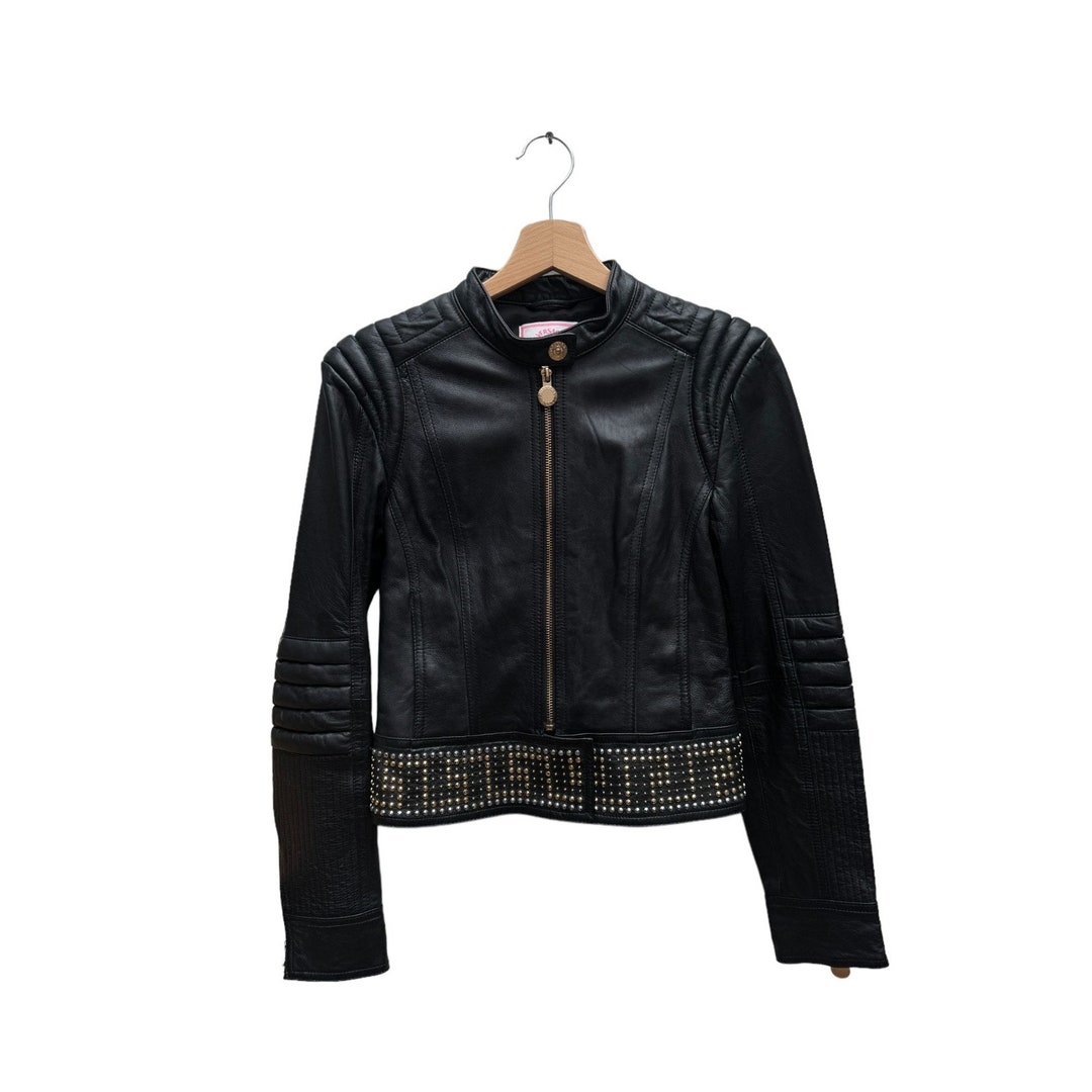Versace for H&M Women's Studded Leather Biker Jacket Size US 4 EU
