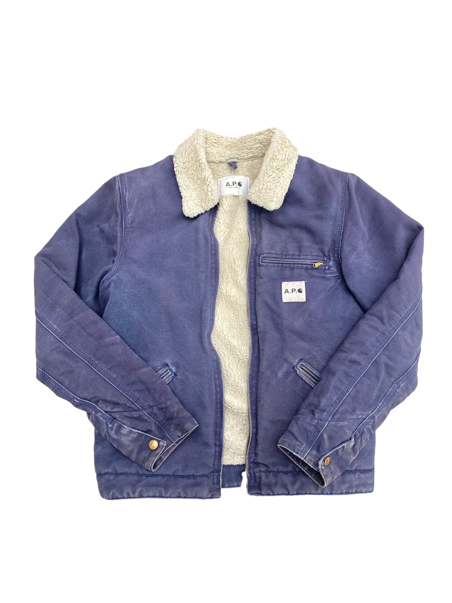 APC X Carhartt Navy Blue Detroit Revisited Shearling Jacket - Etsy