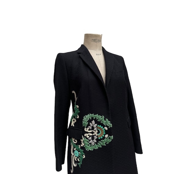 Dries Van Noten SS 2010 Black Wool Cotton Jewelry Coat Size