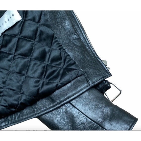 Sandro Black Biker Jacket - Ramones 100% Calfskin Leather Size S
