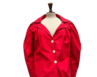 Yves Saint Laurent overhemd uit de jaren 70, rood, met knoopsluiting aan de voorkant, maat 38 M