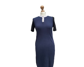 Courreges marinezwarte gebreide jurk maat 1 S / US 6