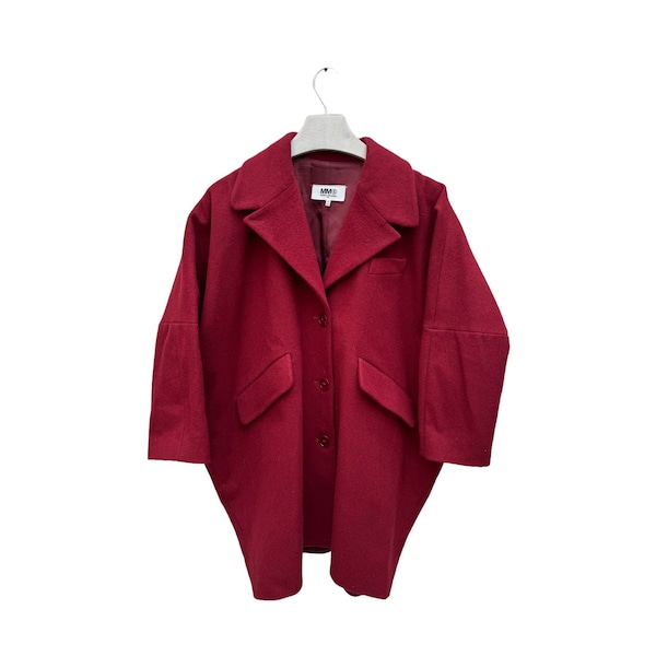 Maison Martin Margiela FW 2017 Red wool Oversized peacoat Size 40 fits up to XXL