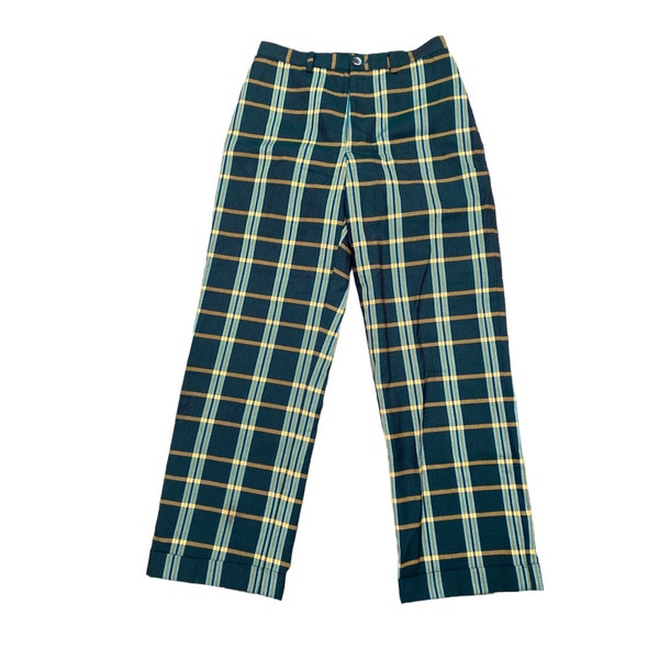 Yohji Yamamoto Dark Green Checkered Plaid Pants Size 3 Fits US 28-29 Unisex