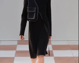 Celine by Phoebe Philo Navy Shearling Leather Crombie Coat Size 38