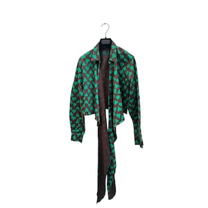 Jean Paul Gaultier Vintage Green Hearts Cotton Shirt Size 44 fits M