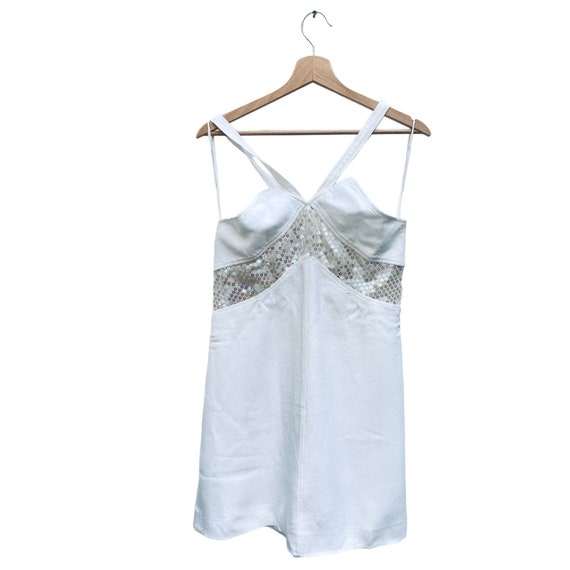 Courreges Vintage 1970s White Cotton Dress Sequin… - image 5