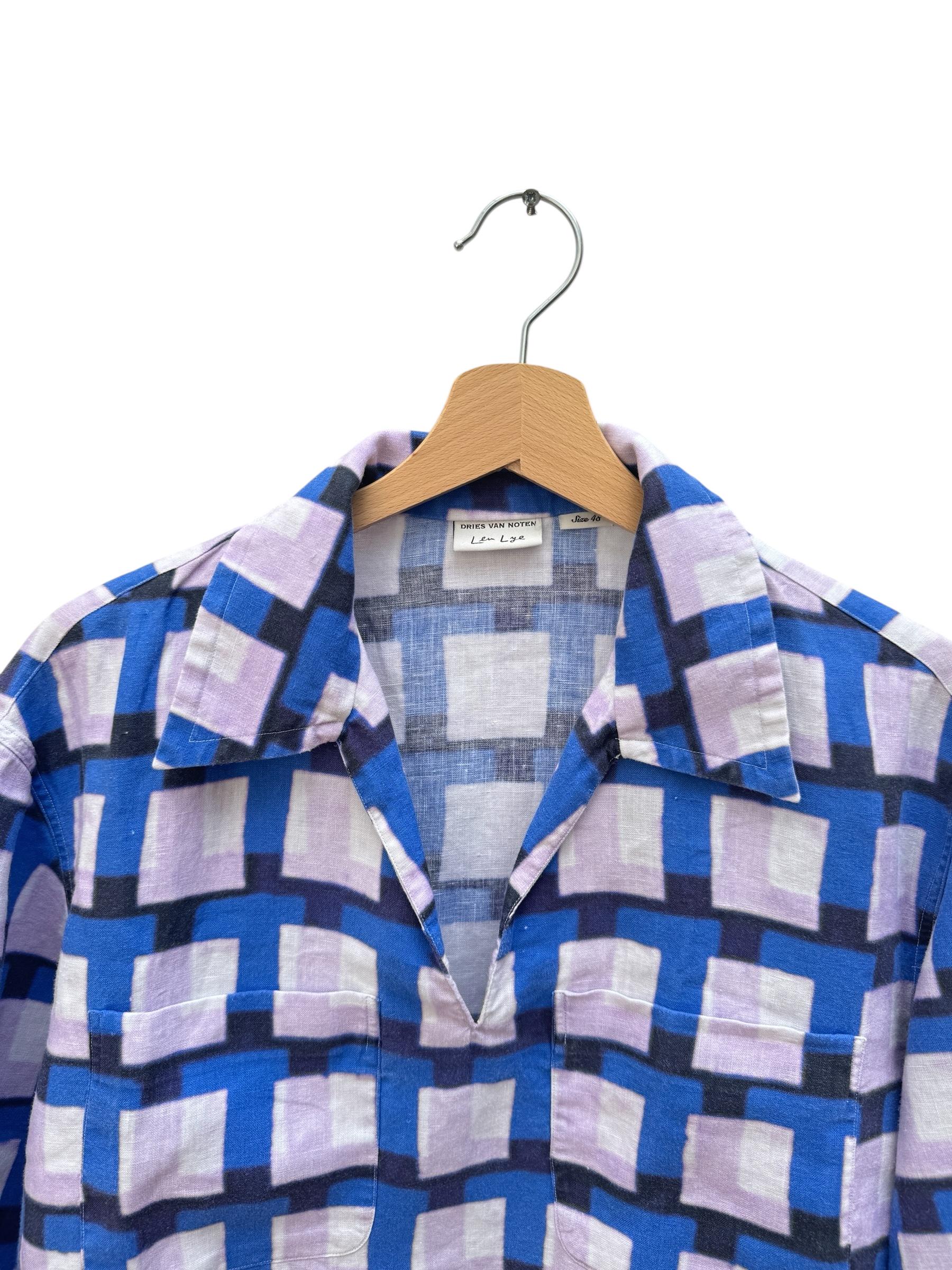 DRIES VAN NOTEN Len Lye Tシャツ 21SS 　S Dries Van Noten Len Lye Spring Summer 2021 Linen Checkered Shirt
