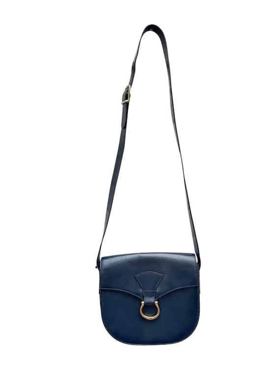 CÉLINE ネイビー レザー ショルダーバッグ　ウォレット Celine Vintage Navy Leather Shoulder Bag Made in France - Etsy