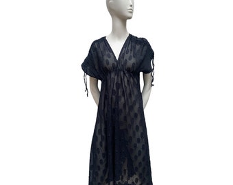 Issey Miyake Vintage Black Dot Midi Evening Dress Size M