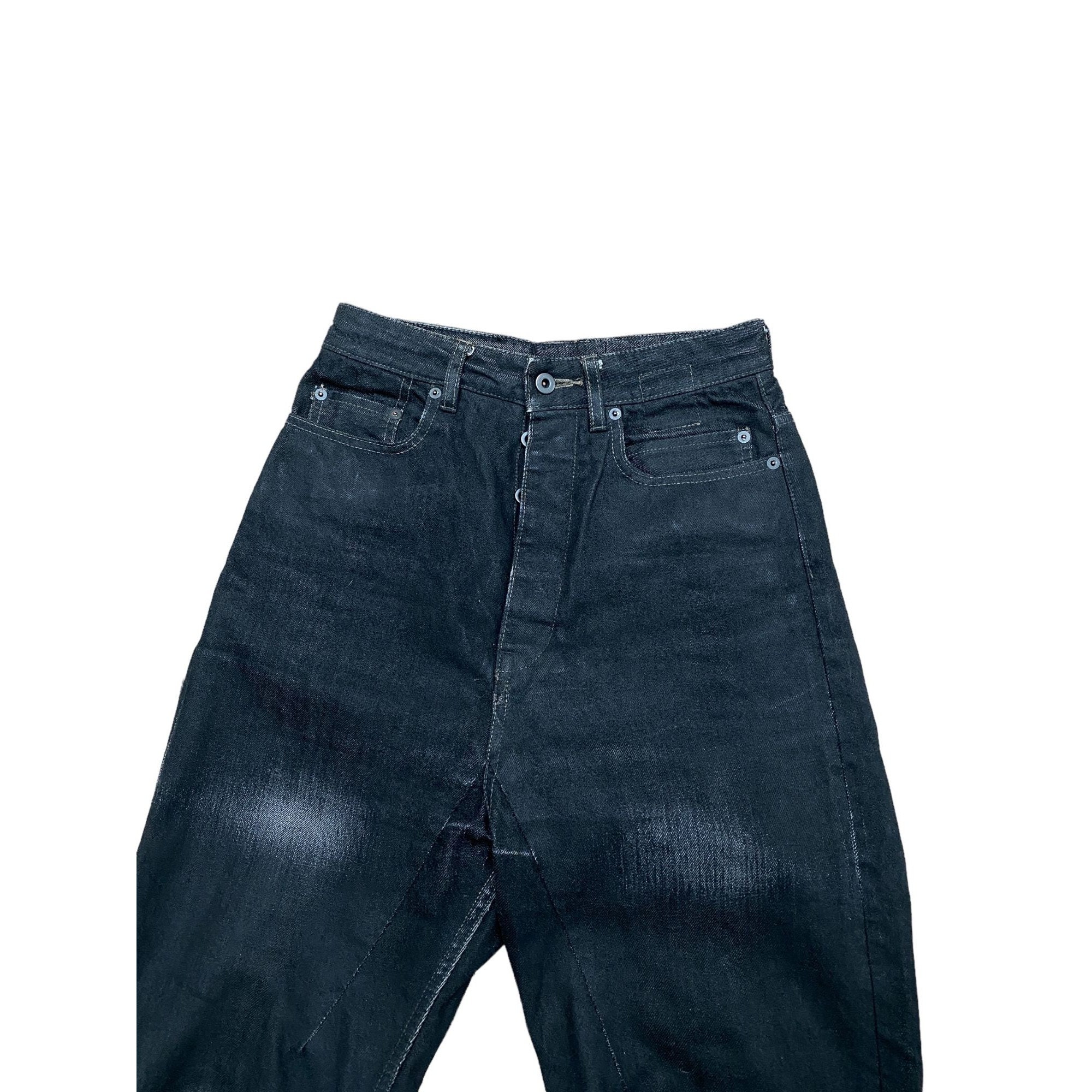 DRKSHDW by Rick Owens Collapse Cut High Waist Heavy Black Denim