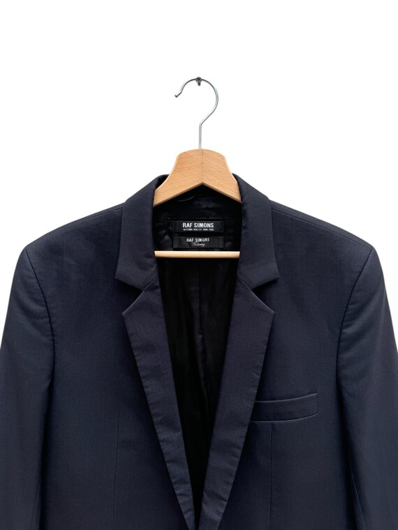 ジャケット・アウター 2009SS rafsimons tailored jacket archive Raf Simons FW 2009 Dark Navy Thin Pinstriped Blazer Jacket Size 50