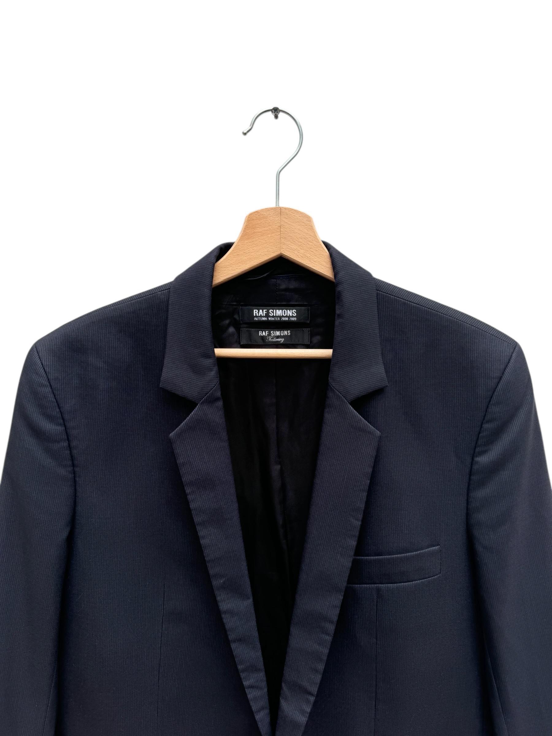 Raf Simons FW 2009 Dark Navy Thin Pinstriped Blazer Jacket Size 50