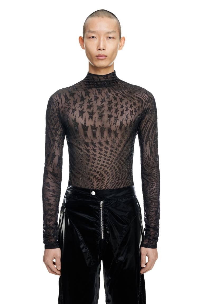 Thierry Mugler X H&M Men Strass Longsleeves Sheer Top - Etsy