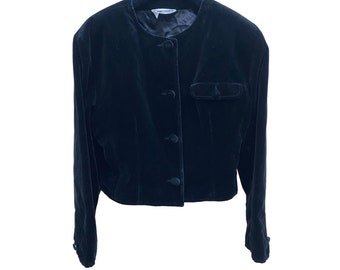Courreges 1960s Vintage Black Velvet Jacket Size M
