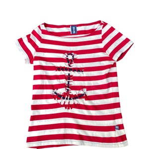 Jean Paul Gaultier Striped Anchor T-shirt Women Size L fits M to L