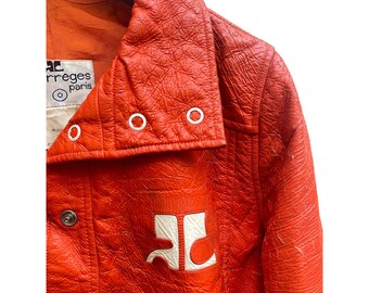 Courreges Vintage Brick Color Vinyl Jacket Size 0 - Fits XXS
