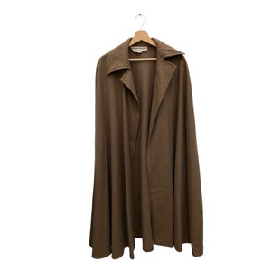 Saint Laurent Paris 1970S Vintage Brown Wool Cape Size 38 fits XS to L