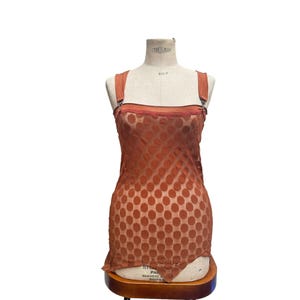 Jean Paul Gaultier Vintage 1980S Brown Dot Nylon Dungarees Tank top Size L fits S to L