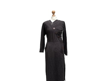 Yves Saint Laurent Vintage jaren 1980 chocoladewol katoenen jurk maat 38 / M