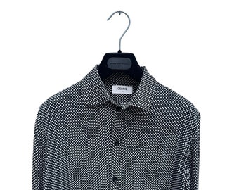 CELINE ドット柄ポロシャツ　hedi slimane Tシャツ ニット Celine by Hedi Slimane Black White Dot Shirt Size 38 Fits S - Etsy