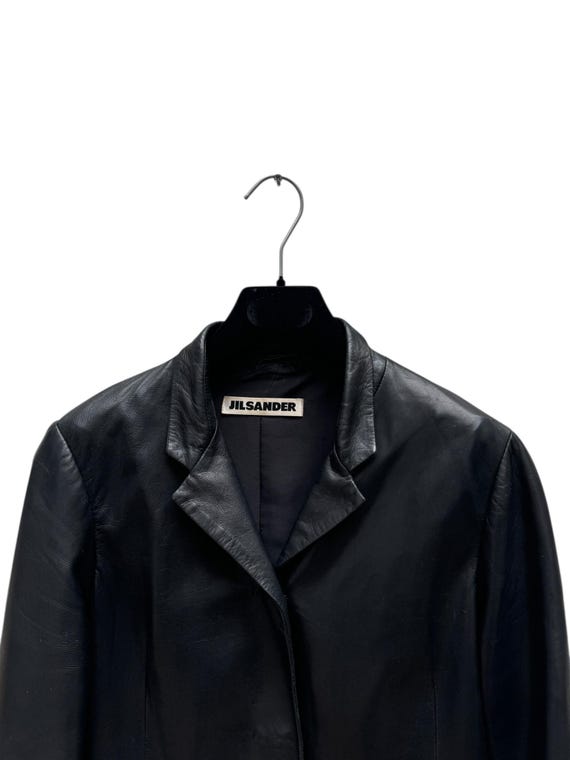 Jil Sander Black Leather Blazer Jacket Size IT 40 / S - Etsy