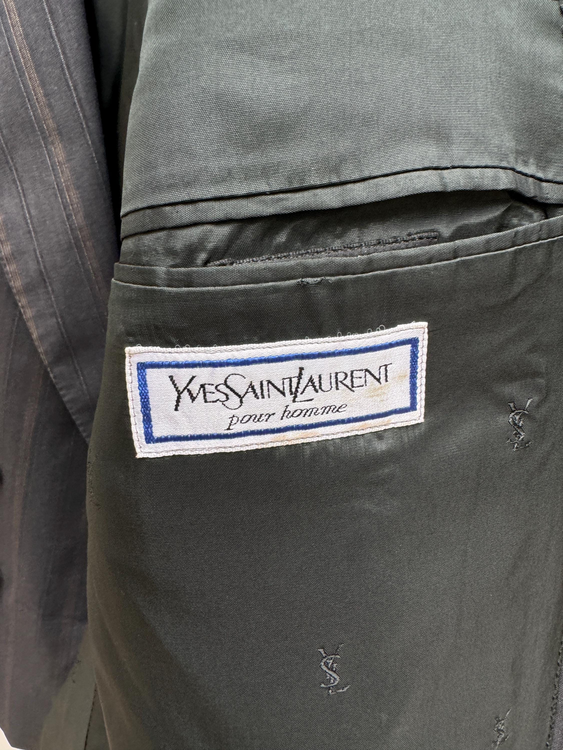 ジャケット・アウター Yves Saint Laurent pour homme Coat Grey Yves Saint Laurent Gray Wool Striped Blazer Jacke Size 52 L - Etsy
