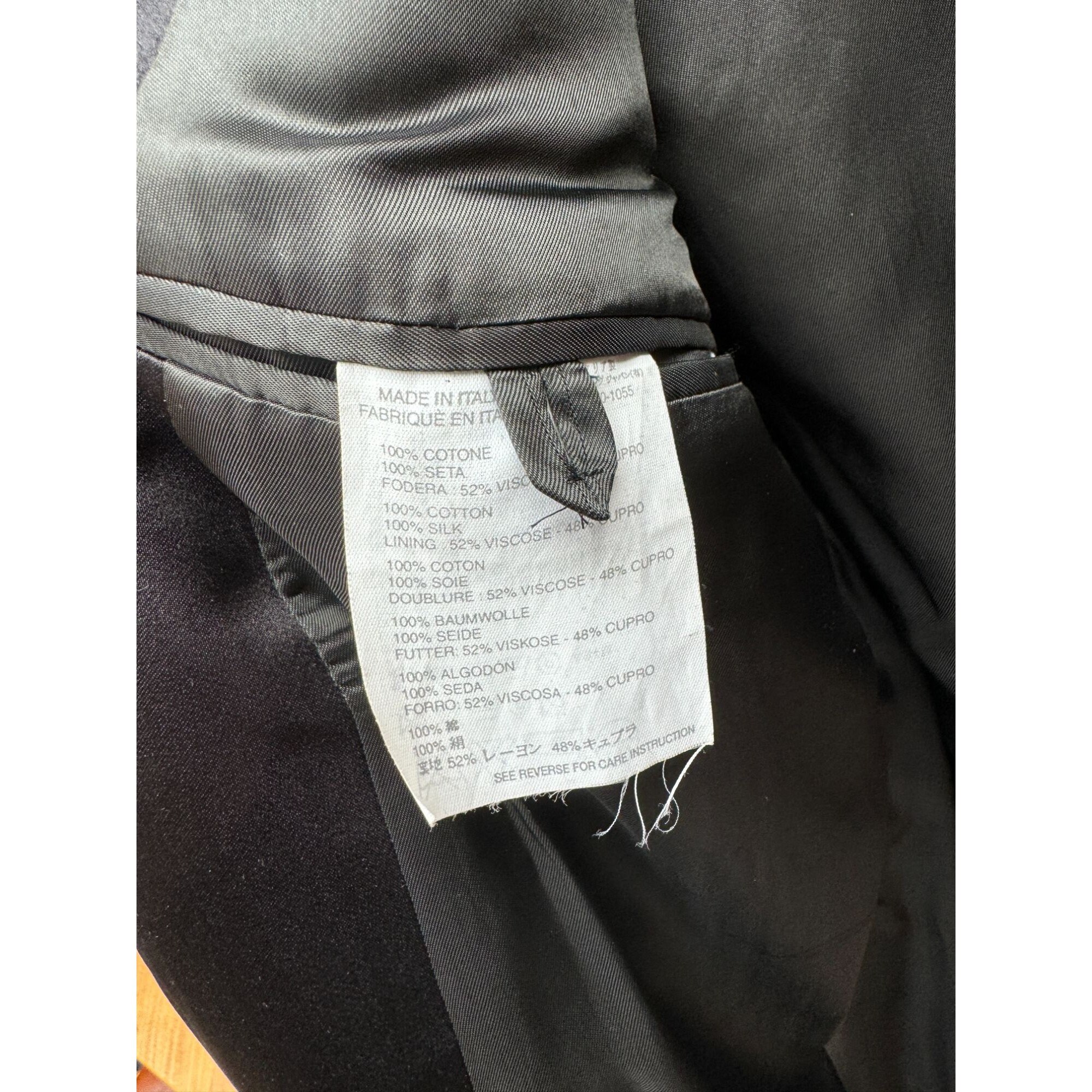 Helmut Lang Vintage Dark Navy Tuxedo Moleskin Cotton Coat