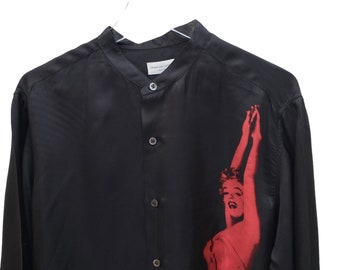 Dries Van Noten Rare SS 2016 Marilyn Monroe Long Black Shirt Size 50 fits M to L