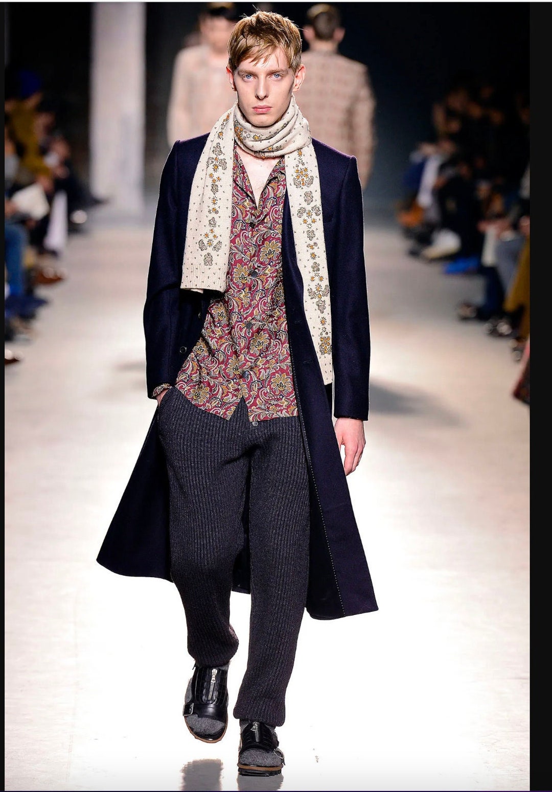 Dries Van Noten シルクブラウス イカット風プリント 18AW DRIES VAN NOTEN – Marble Print Silk Shirt