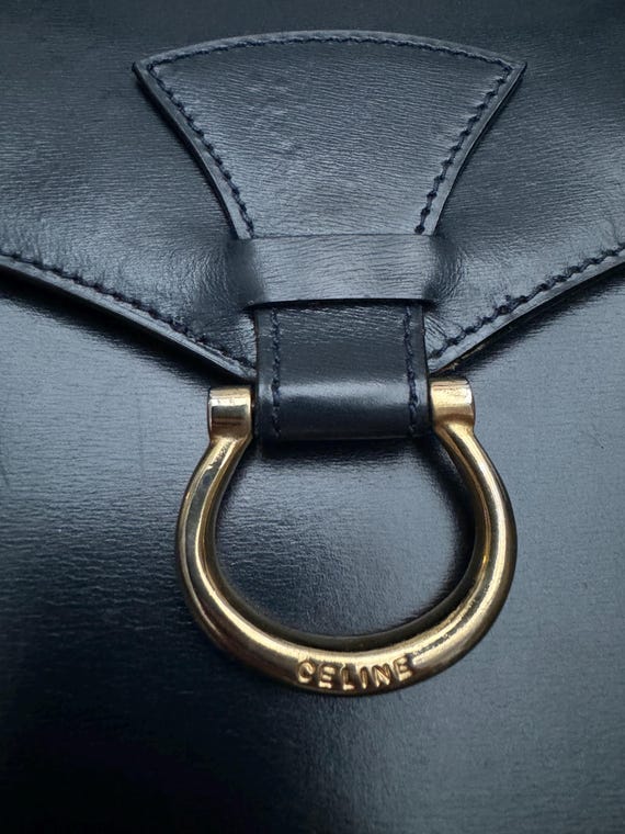 Celine Vintage Navy Leather Shoulder Bag Made in France - Etsy