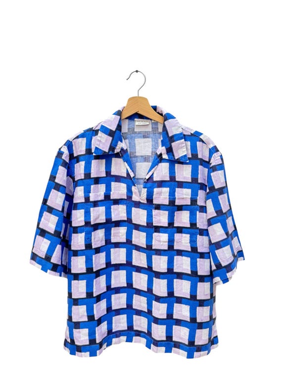 Dries Van Noten Len Lye Spring Summer 2021 Linen Checkered Shirt