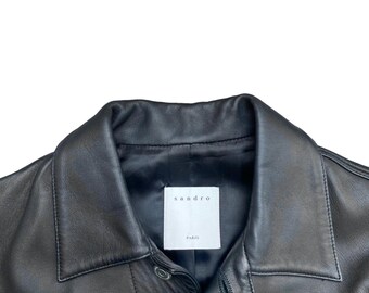 Sandro leather trucker jacket cheap