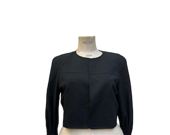 Balenciaga Vintage zwarte wollen Quadrille jas maat 38 / M